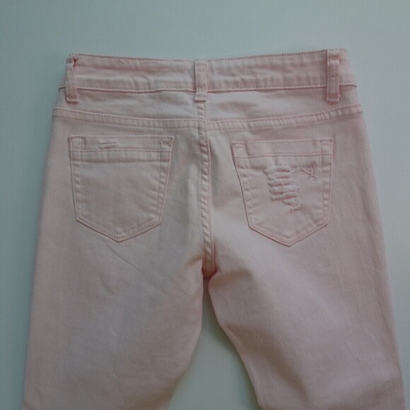 VIP JEANS Women's Skinny Jeans Distressed Denim Slim Stretch Pink Juniors 3/4 - Picture 7 of 12